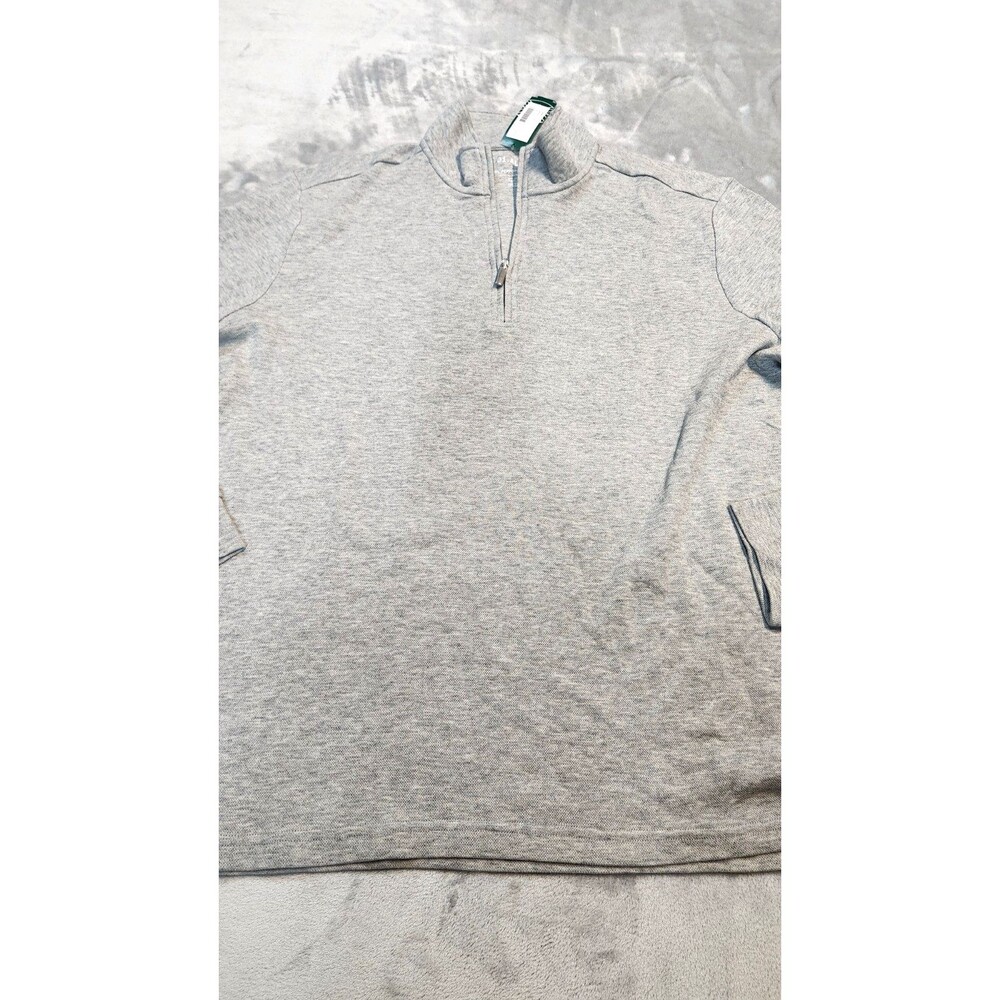 01.Algo Men's Large Light‎ Grey Heathered Golf 1/4 Zip Jacket Sweater Athletic